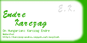 endre karczag business card